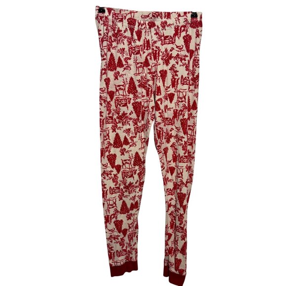 Burts Bees Baby Holiday Print Pajama Pants Red/White S Reindeer Christmas Tree - Picture 1 of 5